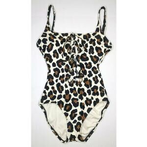 Michael Kors Leopard Lace-Up One-Piece Swimsuit, Caramel, Women's 4
